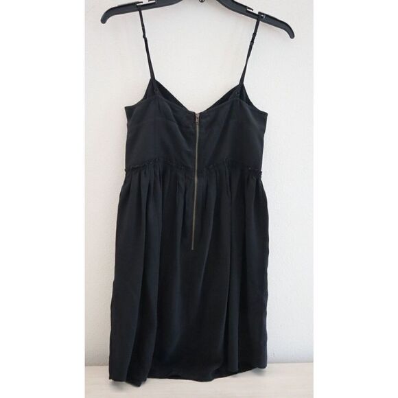 Wilfred Aritzia Women's Sz 0 Black Silk Spaghetti Strap Back Zip Mini Dress $98 - Picture 2 of 10